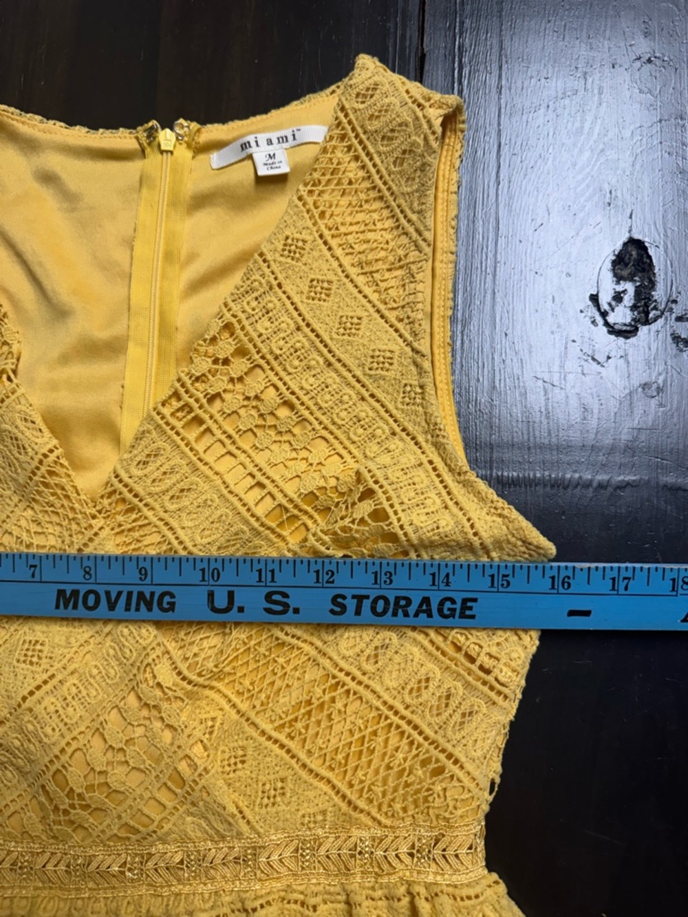 miami Yellow Crochet V-Neck Tiered Mini Dress - Picture 9 of 10
